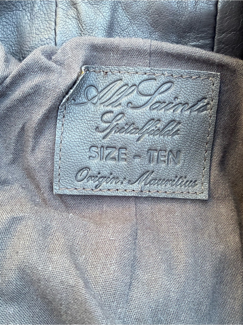 All Saints Spitalfields Brown Leather Coat Sz 10 - Picture 7 of 9